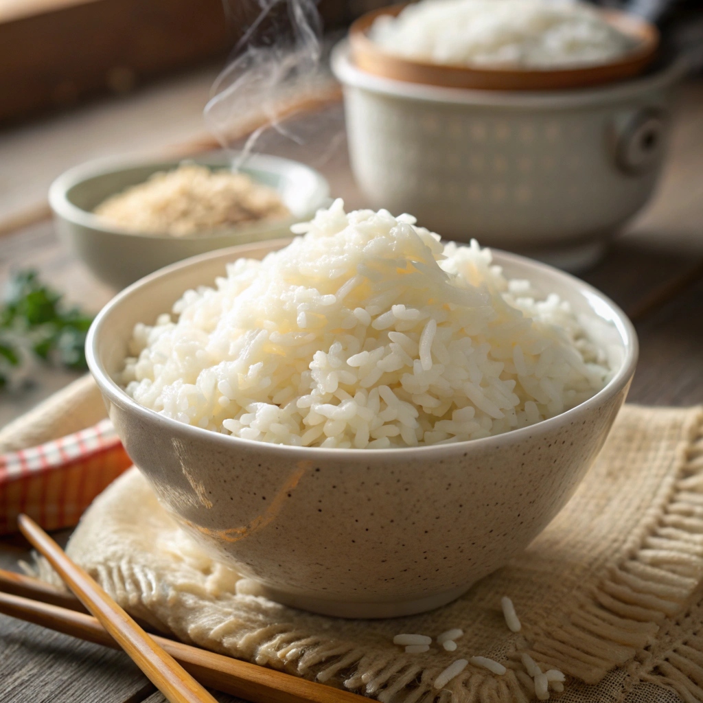 Fluffy jasmine rice served fresh in a bowl
