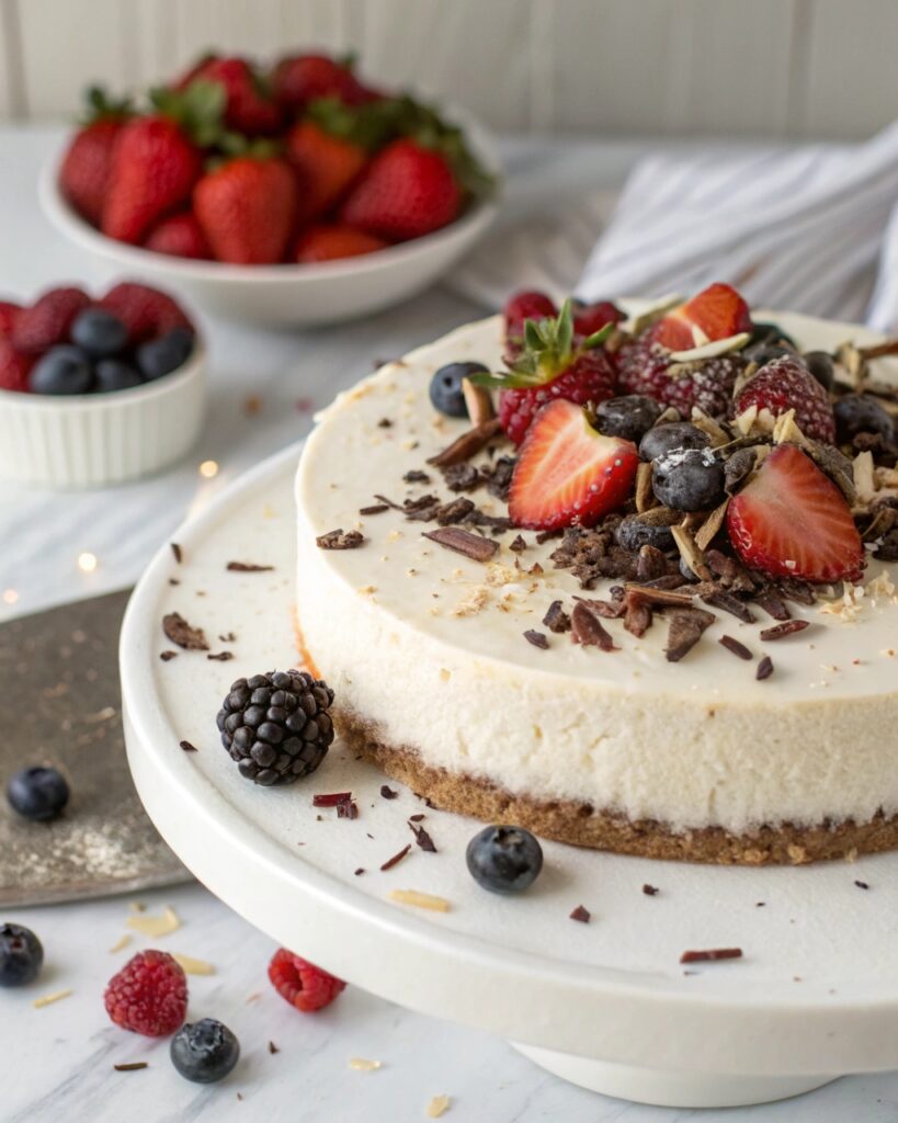 Topping options for no-bake matcha cheesecake