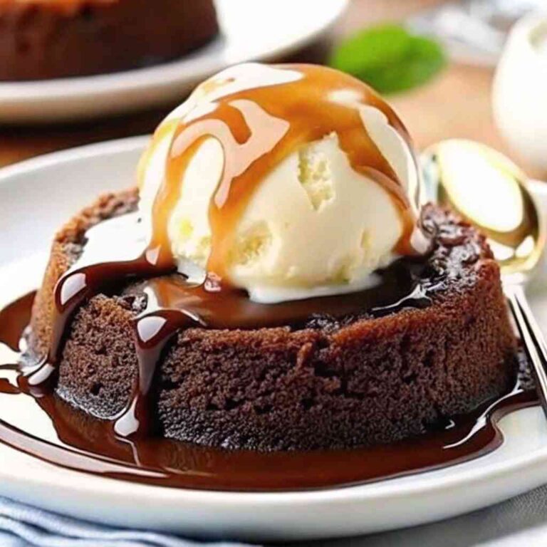Gordon Ramsay Sticky Toffee Pudding Recipe dessert served with cream and sauce