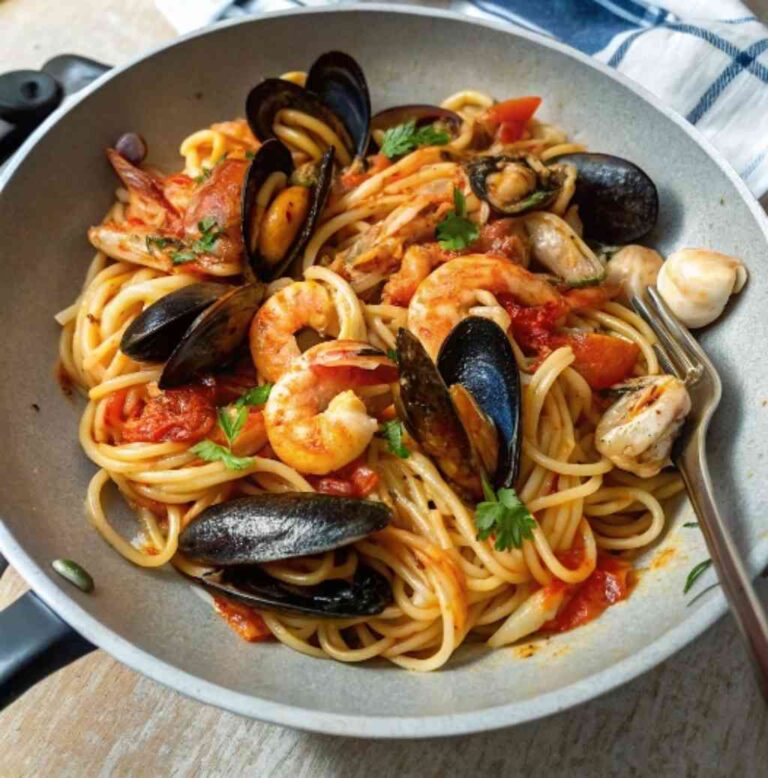linguine frutti di mare recipe card