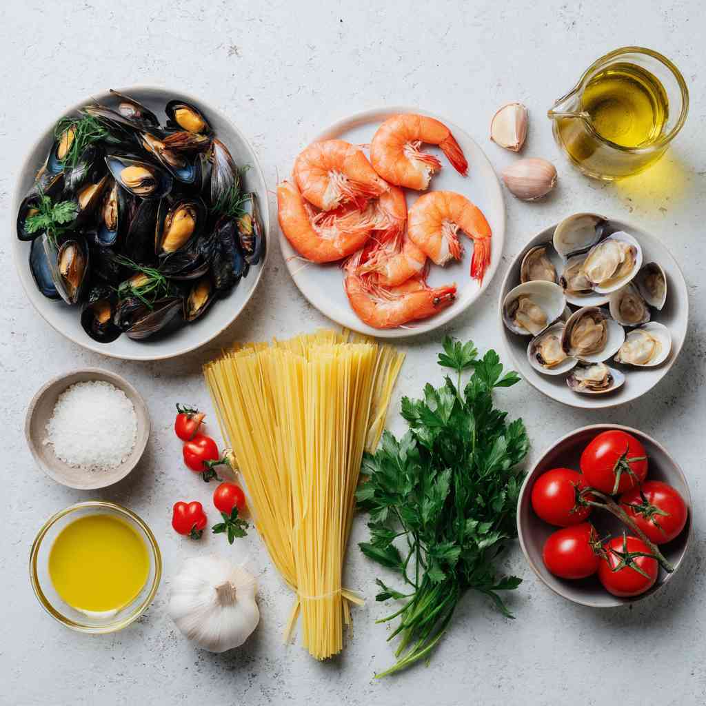 ingredients for linguine frutti di mare recipe