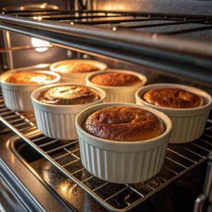 Sticky toffee pudding sponge baking in ramekins


