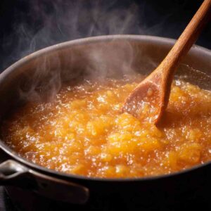 Apricot Pineapple Jam Cooking in Saucepan