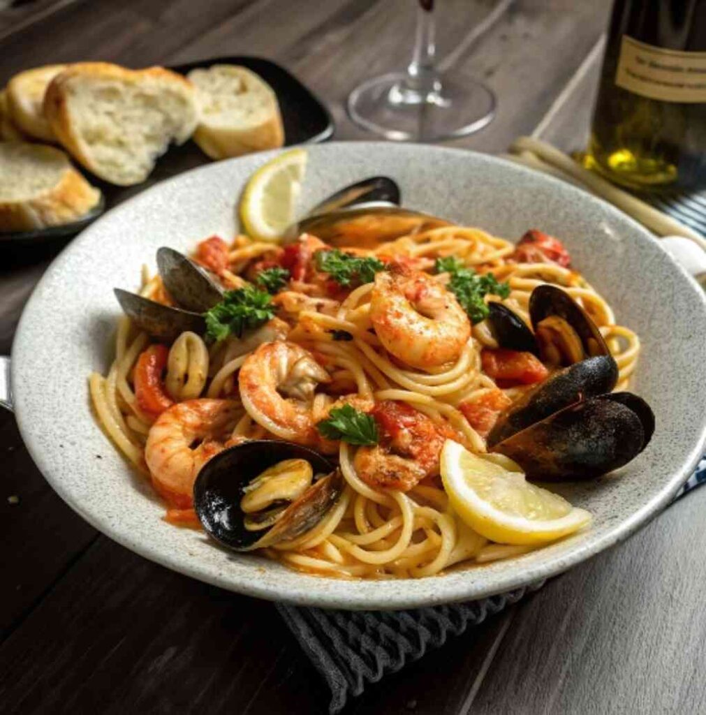 plated linguine frutti di mare recipe
