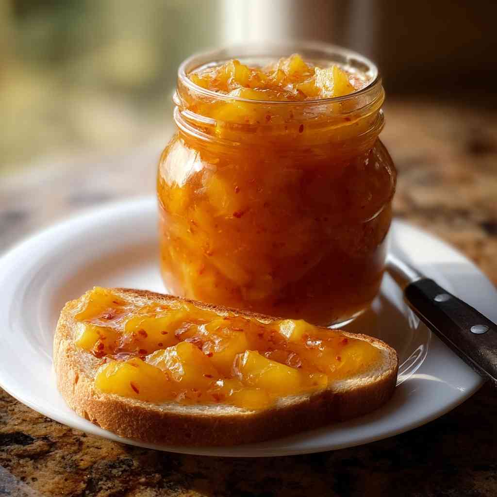 Apricot Pineapple Jam Served on Toast