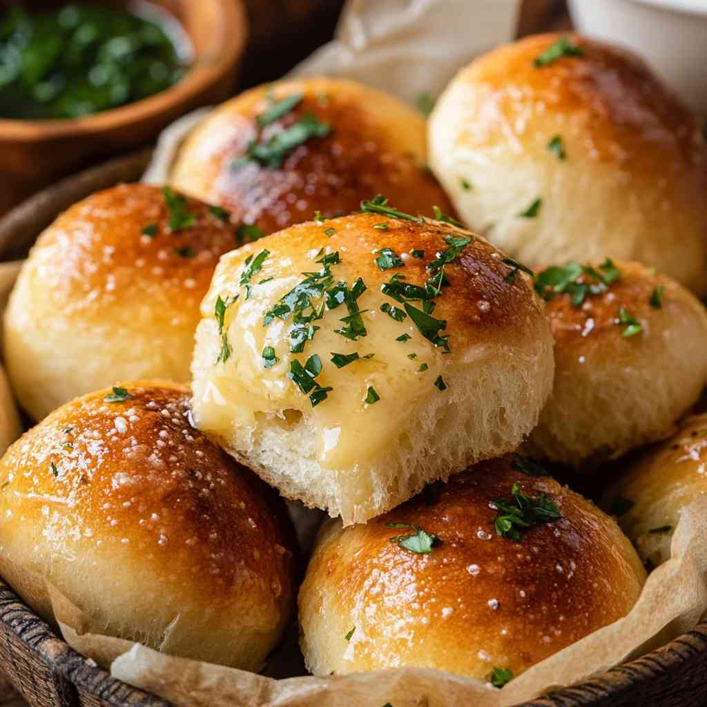 Garlic Bread Rolls - Soft & Buttery Serving