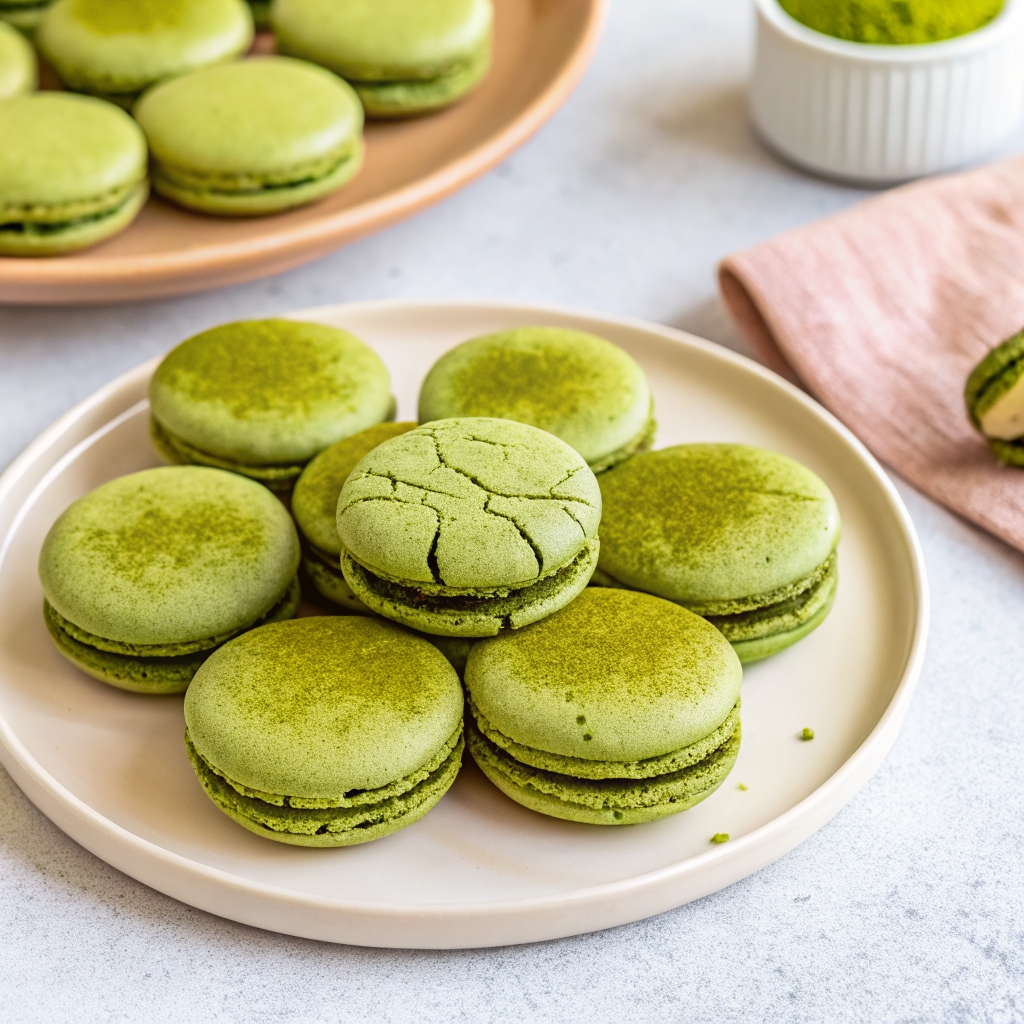 matcha shortbread cookies on plate