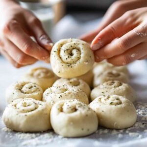 Shaping Garlic Bread Rolls