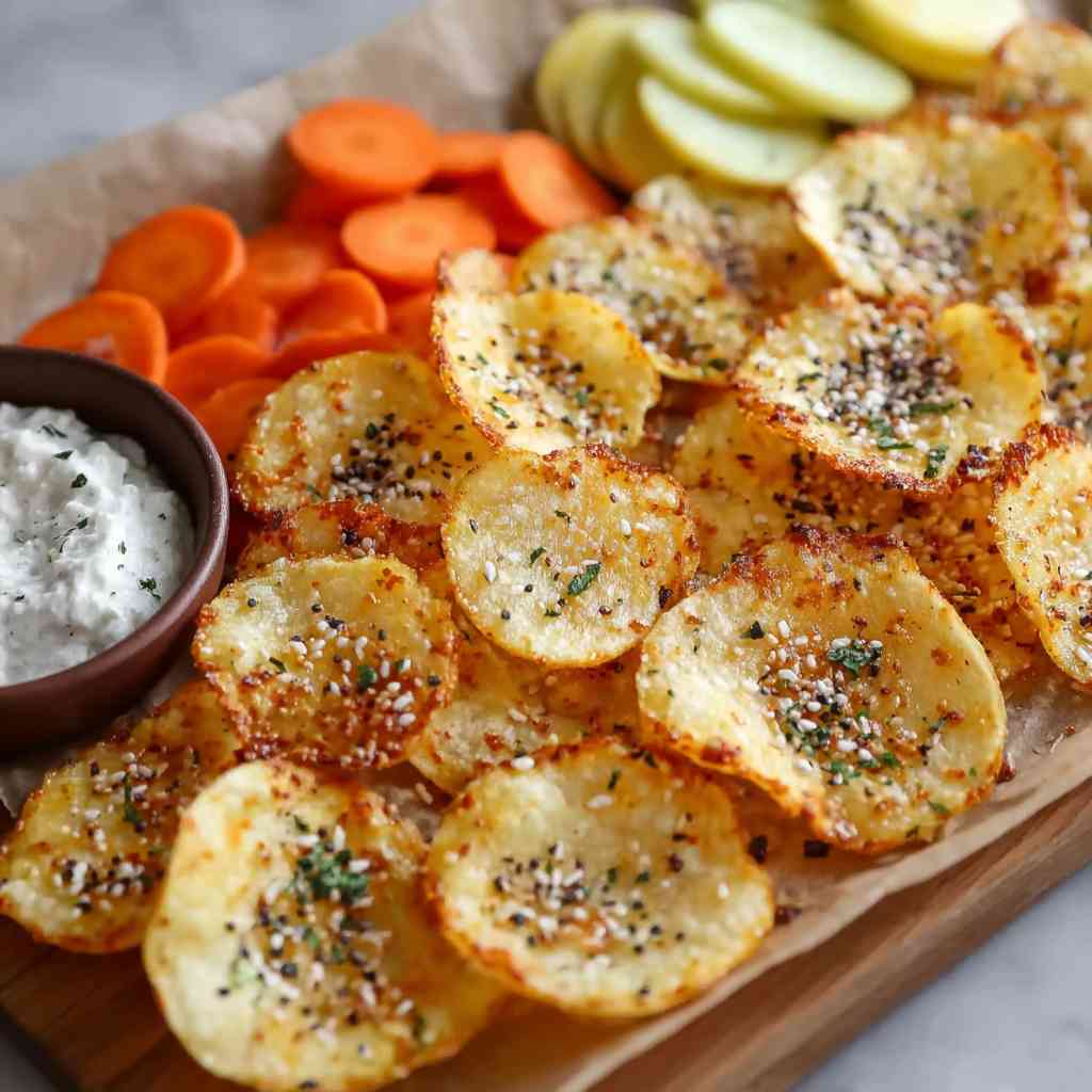 serving cottage cheese chips with dips and veggies