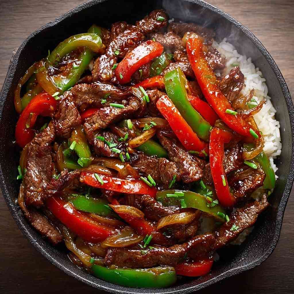 Pepper steak recipe with bell peppers and beef