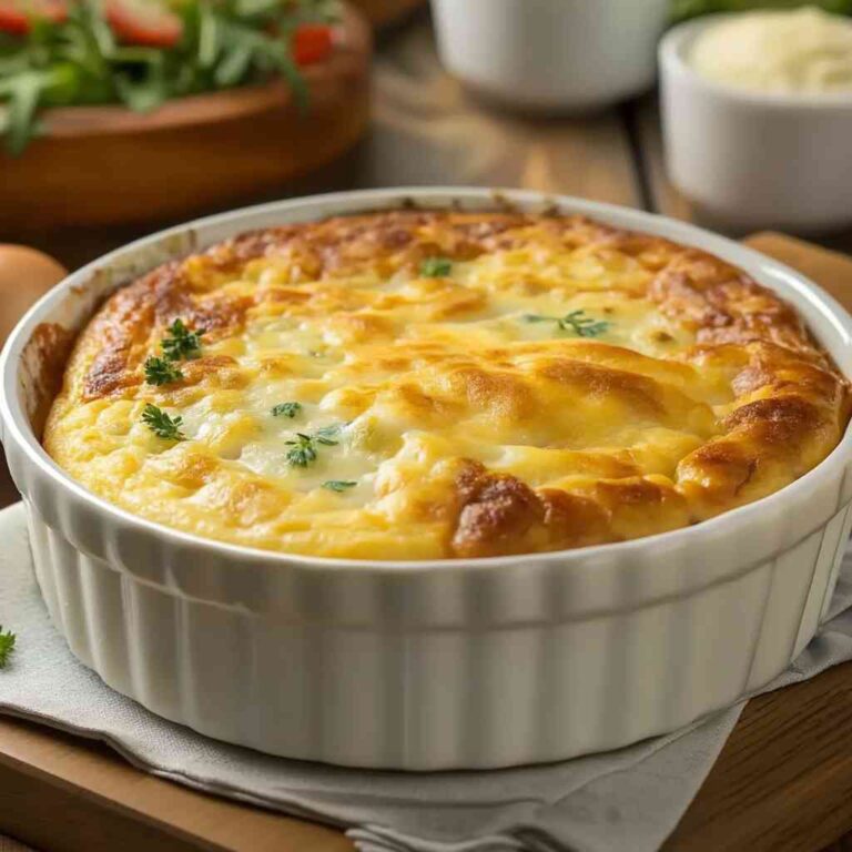 Keto cottage cheese egg bake recipe card graphic